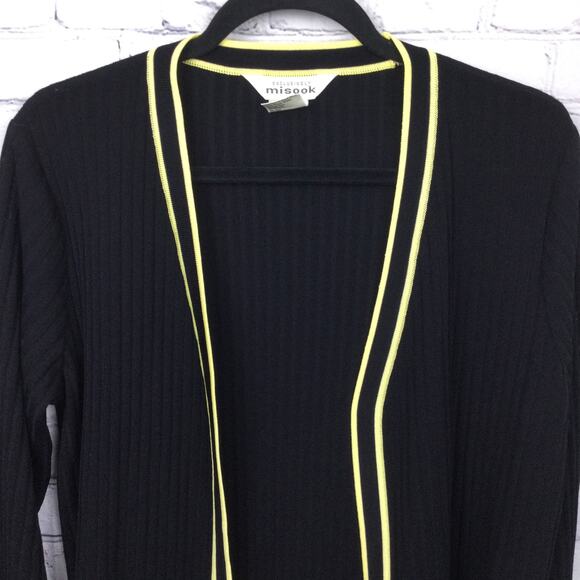 Exclusively Misook Women's Vintage Open Cardigan Duster Black Striped Size L - Picture 2 of 12